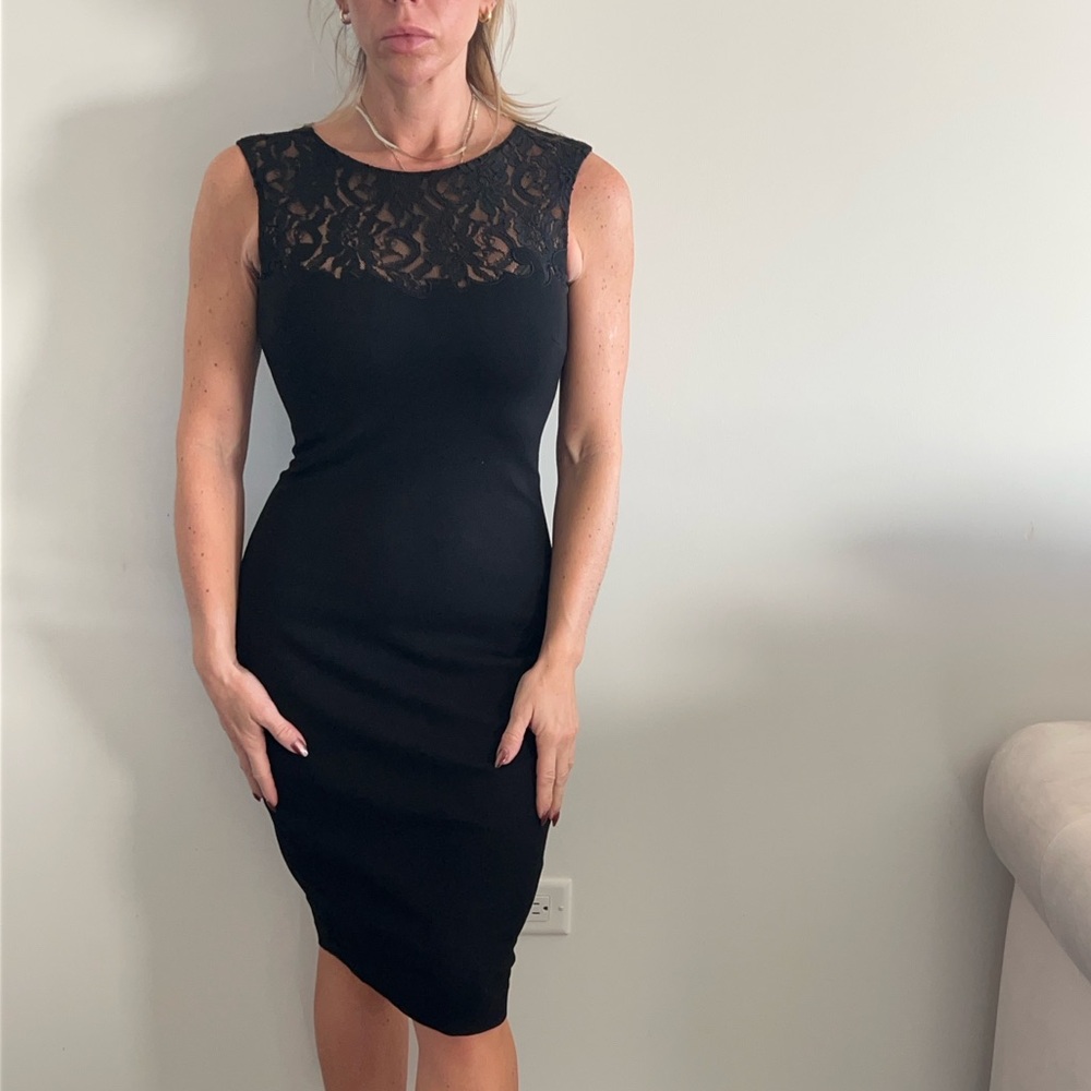 Cache Black Lace Midi Dress